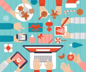 Flat styles christmas with new year design elements vector 05