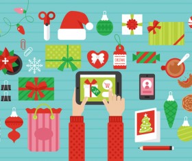 Flat styles christmas with new year design elements vector 06