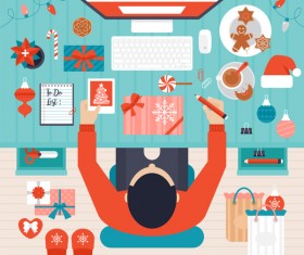 Flat styles christmas with new year design elements vector 07