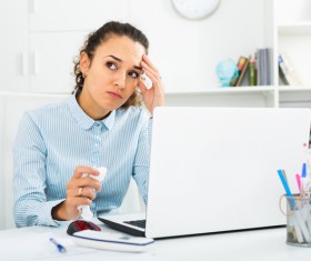 Frowning workplace women Stock Photo