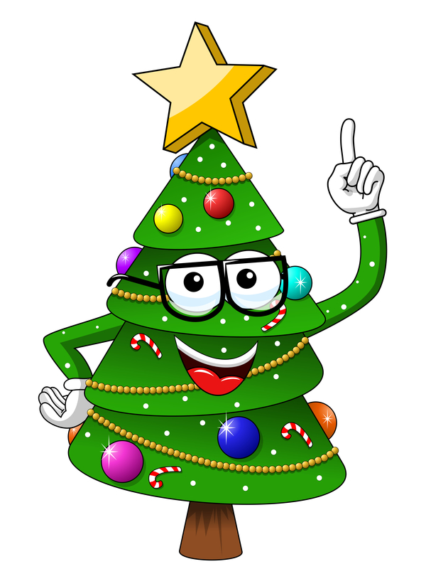 Funny cartoon christmas tree vector 02 free download