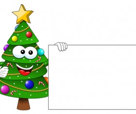 Funny cartoon christmas tree vector 04