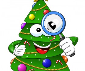 Funny cartoon christmas tree vector 05