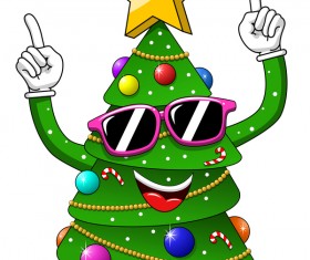 Funny cartoon christmas tree vector 07
