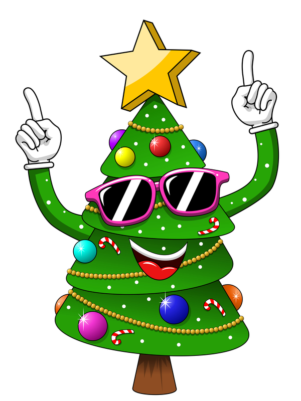 Funny cartoon christmas tree vector 07 free download