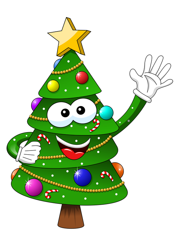 Funny cartoon christmas tree vector 08
