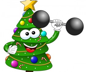 Funny cartoon christmas tree vector 09
