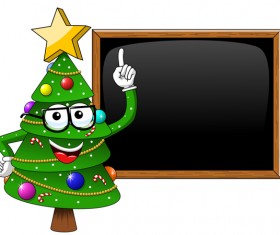 Funny cartoon christmas tree with blackboard vector
