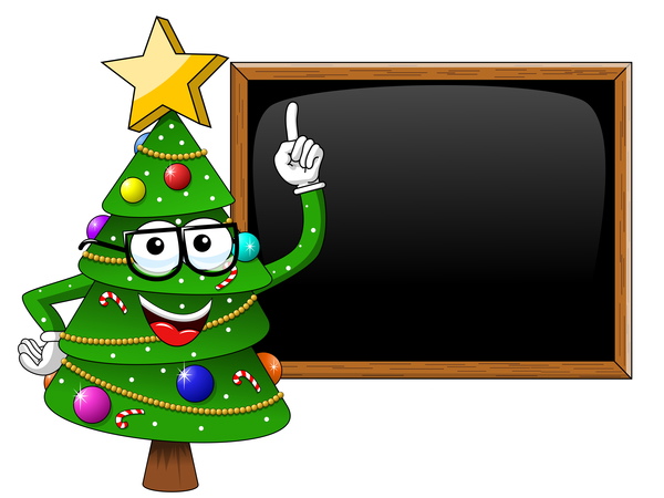 Funny cartoon christmas tree with blackboard vector