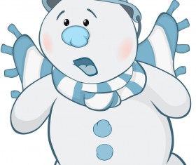 Funny cartoon snowman vector illustration 01