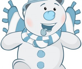 Funny cartoon snowman vector illustration 02