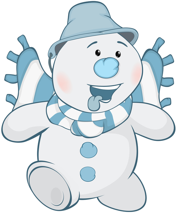Funny cartoon snowman vector illustration 02