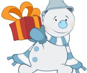 Funny cartoon snowman vector illustration 04