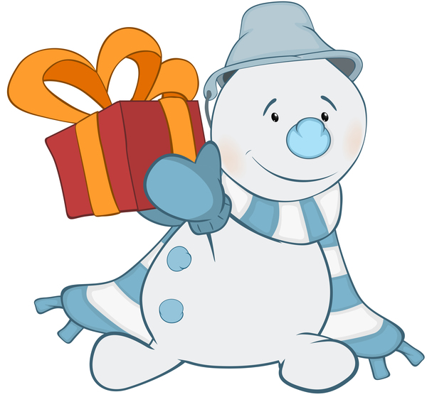 Funny cartoon snowman vector illustration 04