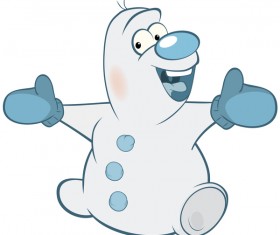 Funny cartoon snowman vector illustration 05