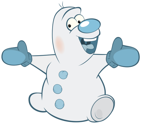 Funny cartoon snowman vector illustration 05