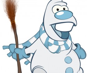 Funny cartoon snowman vector illustration 06