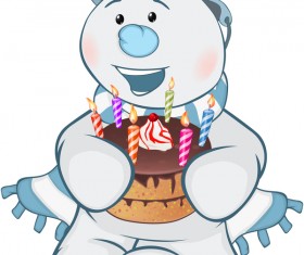 Funny cartoon snowman vector illustration 07