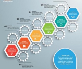 Gear with modern business infographic template vector 01