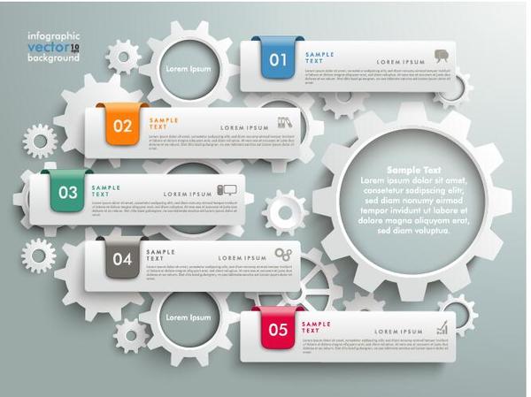 Gear with modern business infographic template vector 03