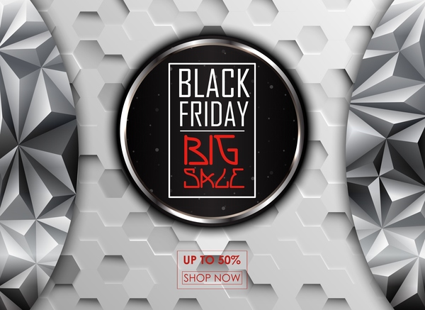 Geometric shape with black friday big sale background vector