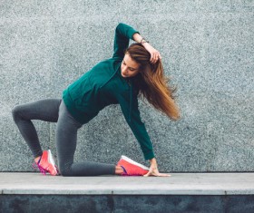 Girl doing exercises and exercising Stock Photo