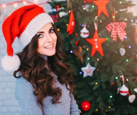 Girl having fun on Christmas Stock Photo