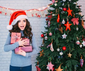 Girl holding gifts happy Stock Photo 01