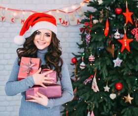 Girl holding gifts happy Stock Photo 02