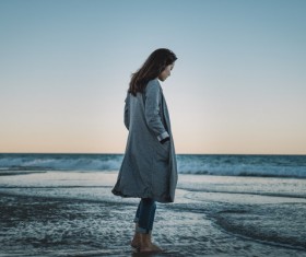 Girl on the beach Stock Photo