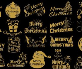 Golden 2018 christmas logos design vector
