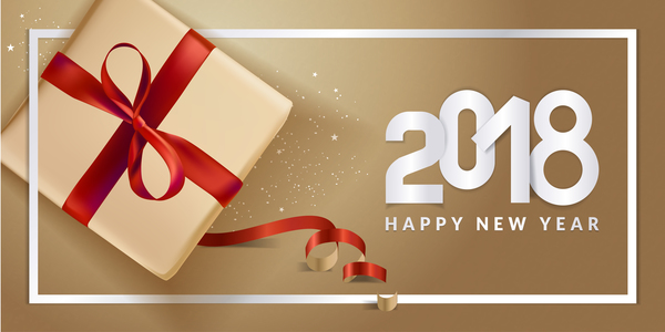 Golden 2018 new year background with gift boxs vector 03