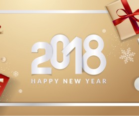 Golden 2018 new year background with gift boxs vector 04