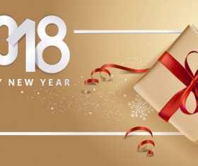 Golden 2018 new year background with gift boxs vector 06