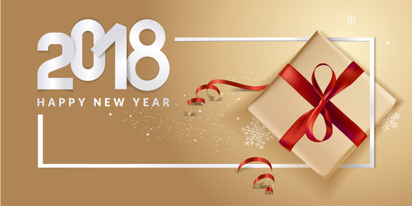 Golden 2018 new year background with gift boxs vector 06