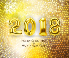 Golden neon with 2018 new year and christmas vector