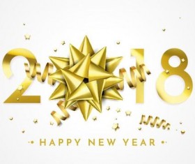 Golden ribbon with 2018 new year background vector