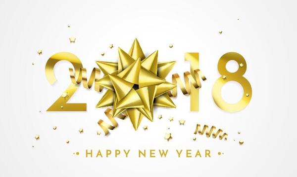 Golden ribbon with 2018 new year background vector