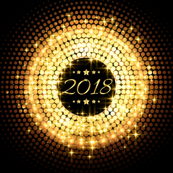 Golden round 2018 new year vector background