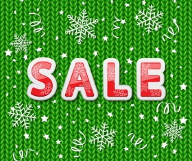 Green knitted pattern and sale background vector