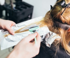 Hair dyed hairdresser Stock Photo