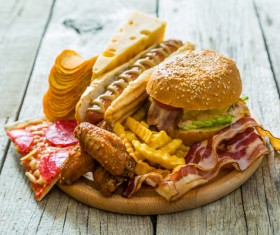 Hamburger pizza sandwich fast food Stock Photo 02