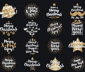 Hand drawn christmas labels design vector