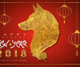 Happy chinese new year background with 2018 year of the dog vector