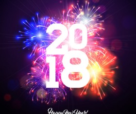 Happy new year 2018 firework holiday background vector