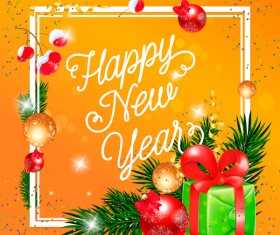 Happy new year greeting card yellow vector