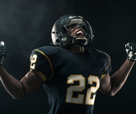 Happy rugby player Stock Photo