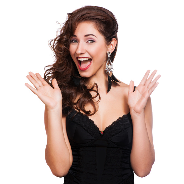 Happy woman laughing Stock Photo