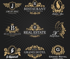 Heraldic logo with frame vector set