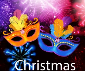 Holiday firwork with christmas party poster vector template 02